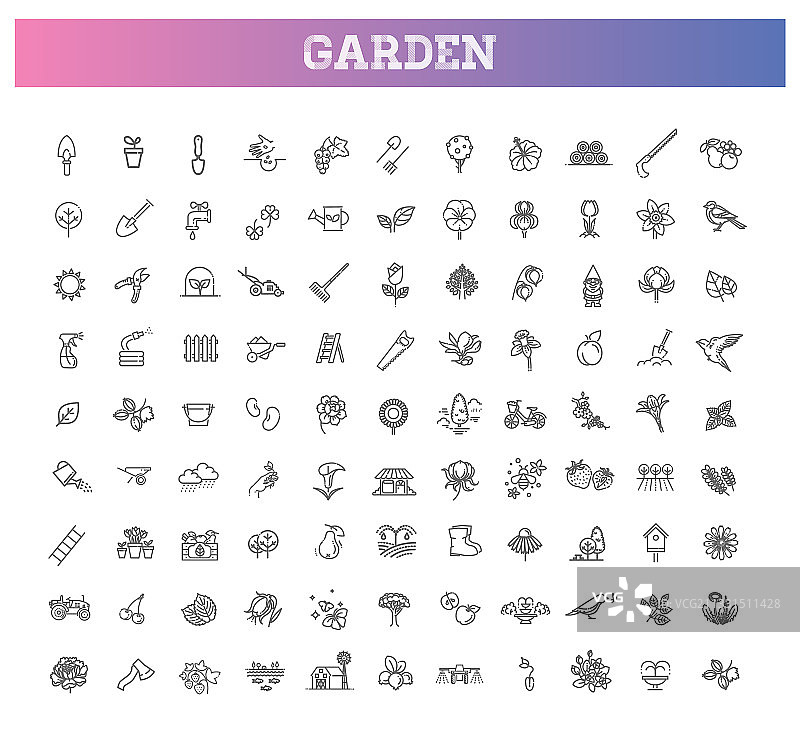 园艺线性图标集合图片素材