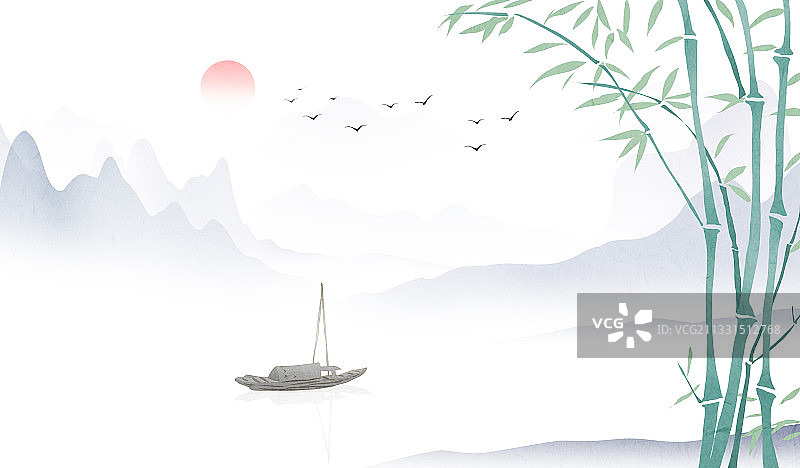 著名景点风景水墨插画图片素材