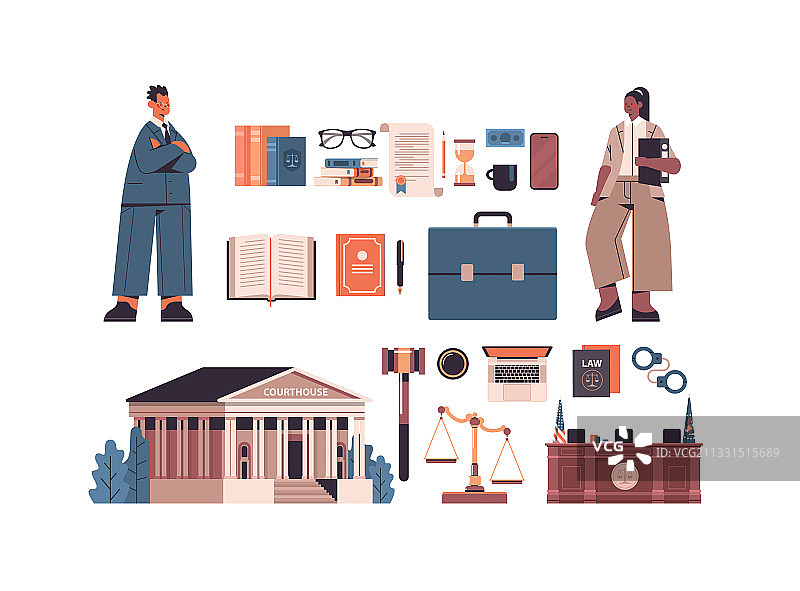 法律与公正：不同种族的男女律师图片素材