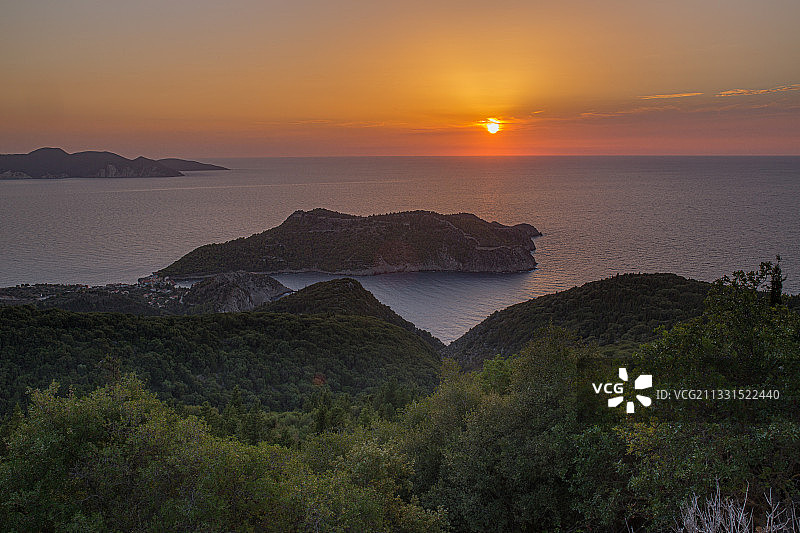 希腊阿索斯日落海景图片素材