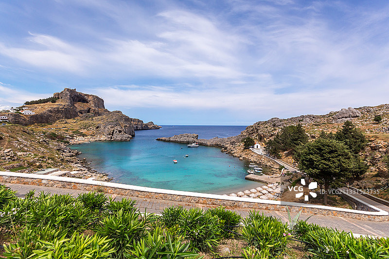 希腊罗德岛海湾的天空景色图片素材