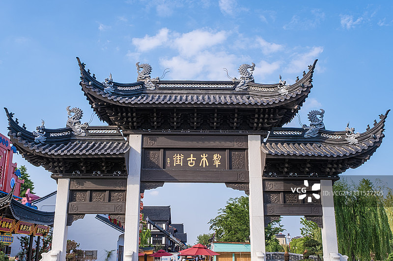 东台西溪湿地景区梨木古街图片素材