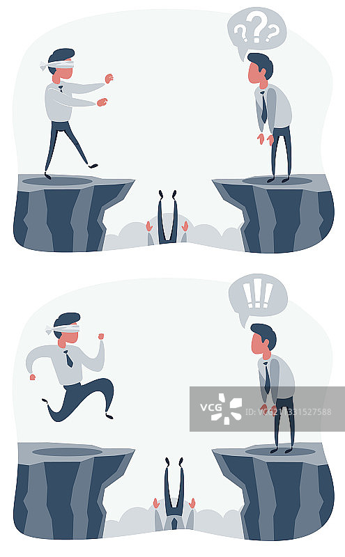 蒙眼走向悬崖的商人图片素材