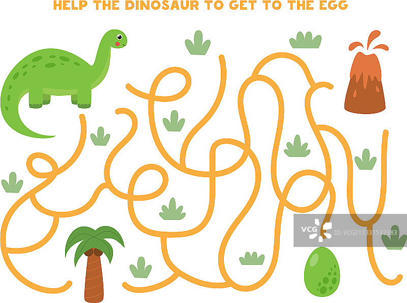 卡通恐龙和恐龙蛋的逻辑迷宫图片素材
