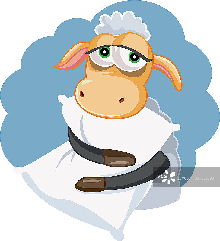 带着黑眼圈，想要睡觉的绵羊图片素材