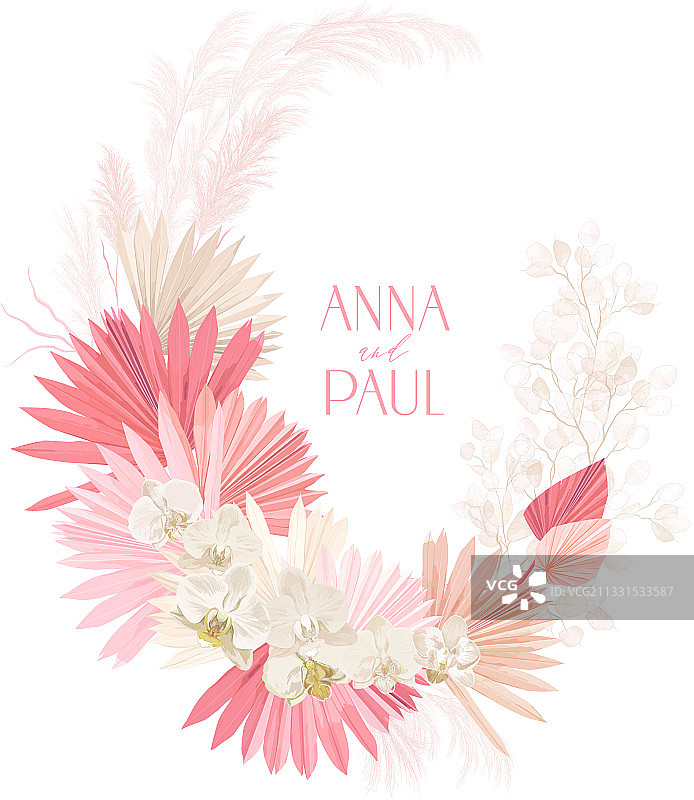 婚礼装饰：勿忘我、兰花、蒲苇图片素材