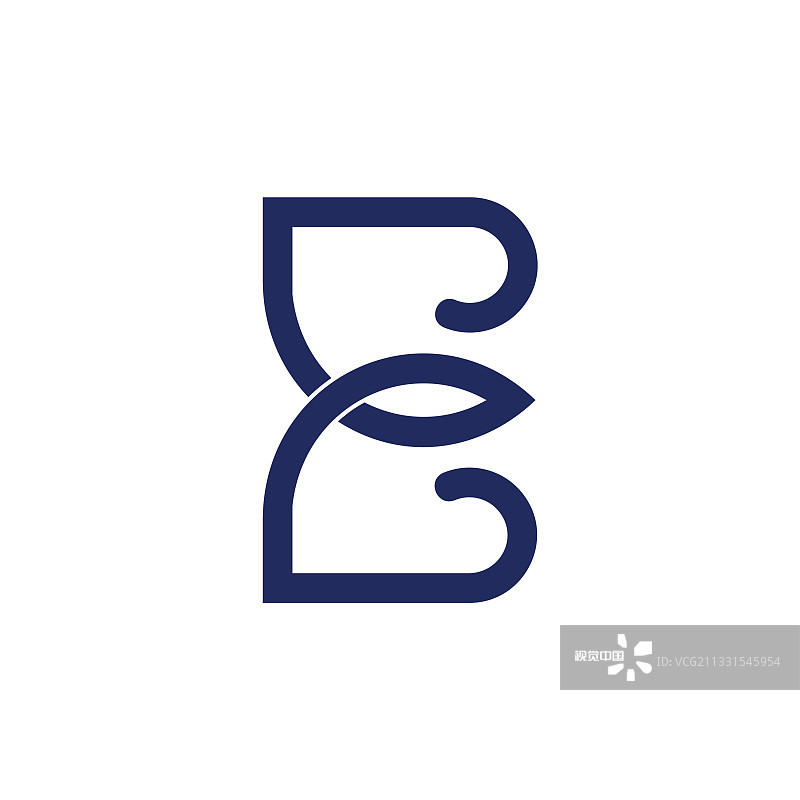 字母E曲线循环几何标志图片素材