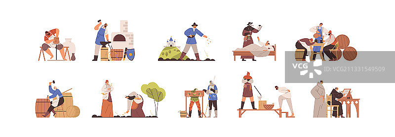 中世纪人们担任铁匠图片素材