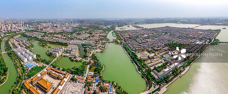 航拍山东聊城东昌古城全景图片素材