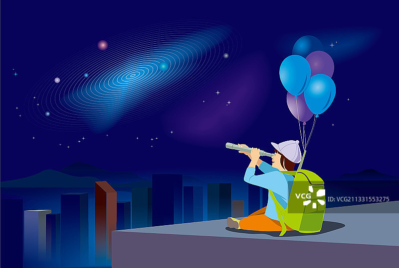 观星的女孩图片素材