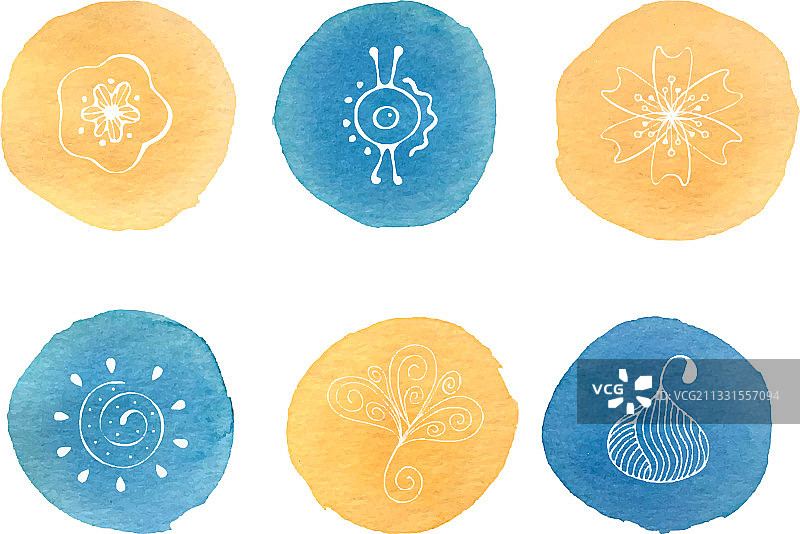 水彩蓝色米色污渍图片素材