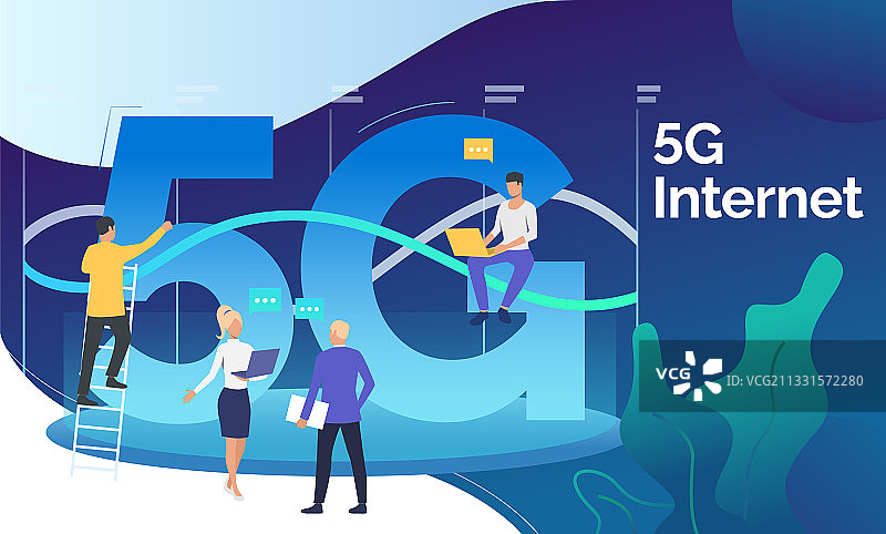 技术开发人员进行5G网络项目图片素材