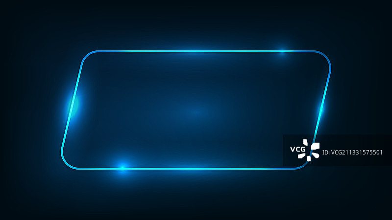 霓虹灯圆角平行四边形框架发光效果图片素材