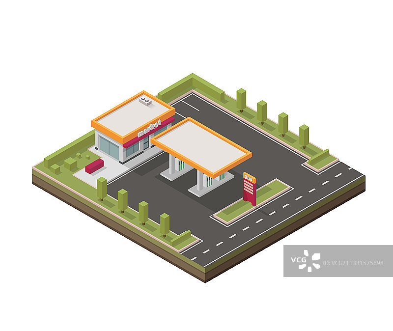 2.5D加油站图片素材