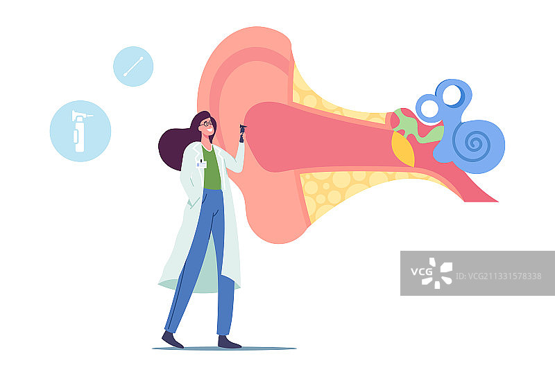 卡通医生用仪器检查图片素材