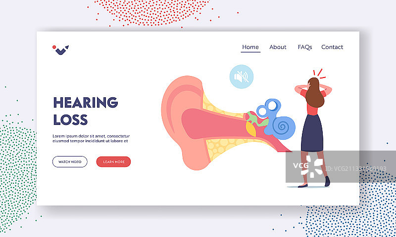耳痛耳鸣耳炎着陆页模板图片素材