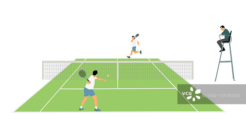 男子网球运动员与裁判比赛图片素材