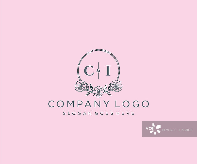 CI字母花卉边框设计图片素材
