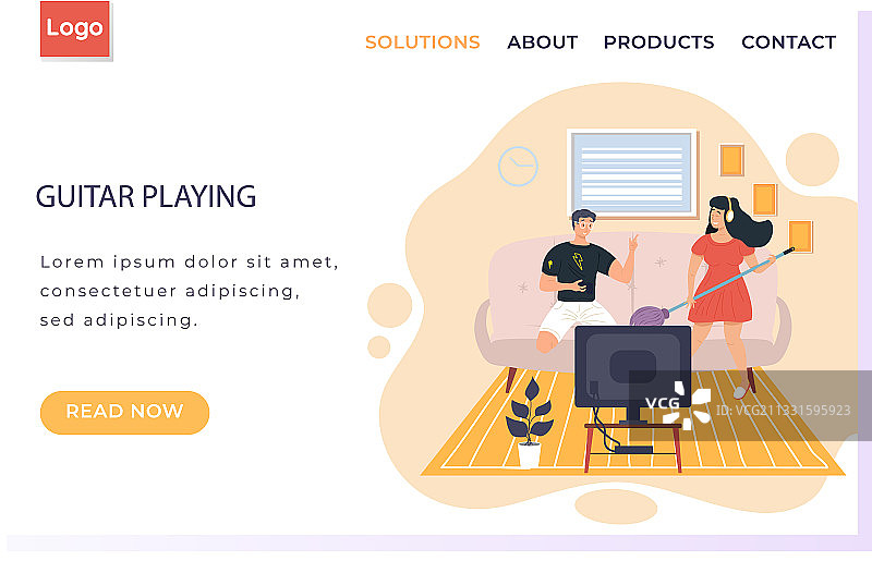 弹吉他网站：耳机女孩演奏图片素材