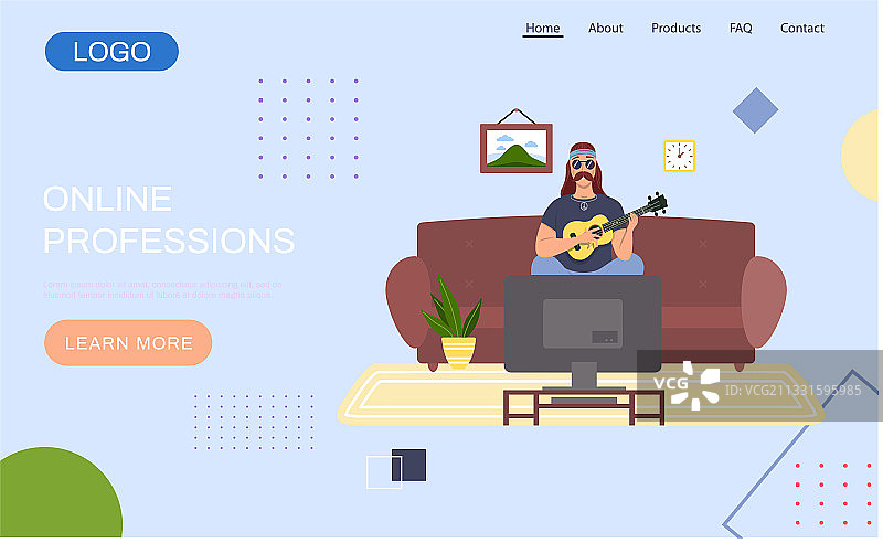 具有在线职业男性吟游诗人的网站图片素材