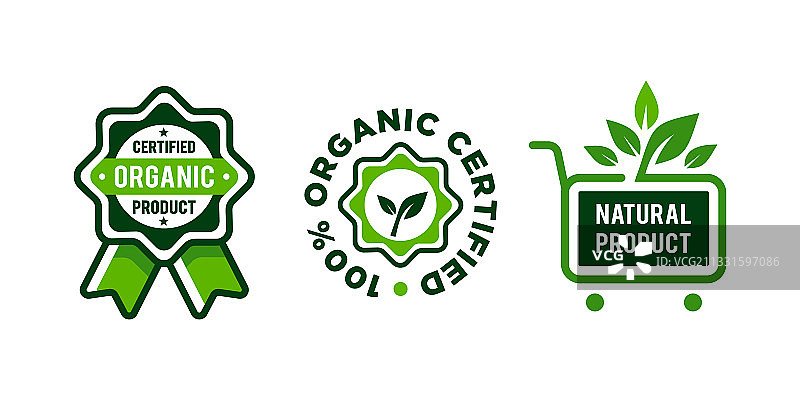 有机认证标签和贴纸图片素材