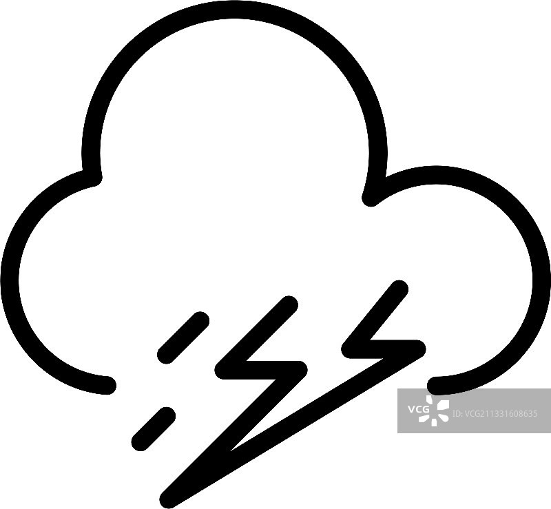 风暴雷电描边风格图标图片素材