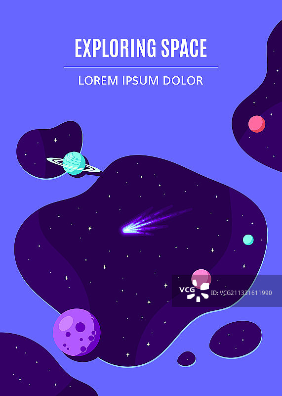 扁平风格外太空概念banner模板图片素材