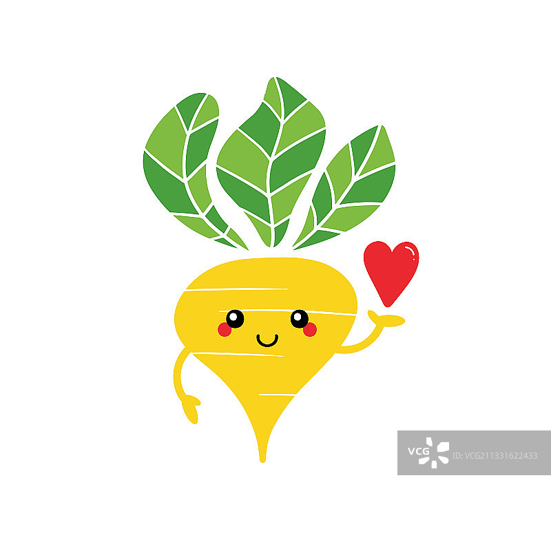 手持红心的黄色萝卜卡通形象图片素材