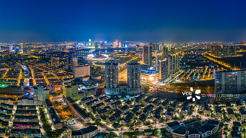 义乌江东城市夜景风光图片素材