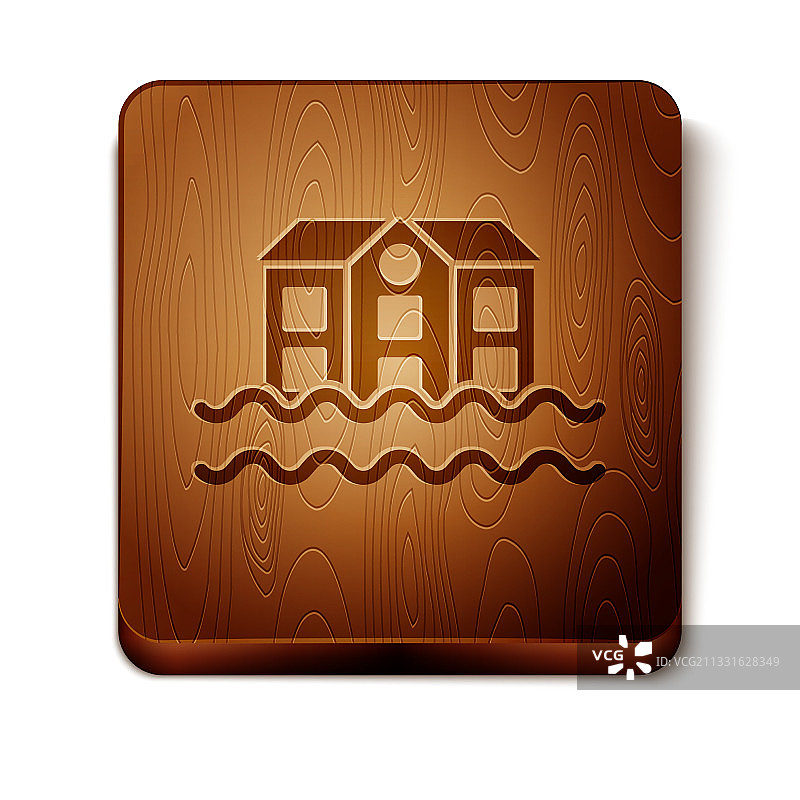 白色背景上的棕色房屋洪水图标图片素材