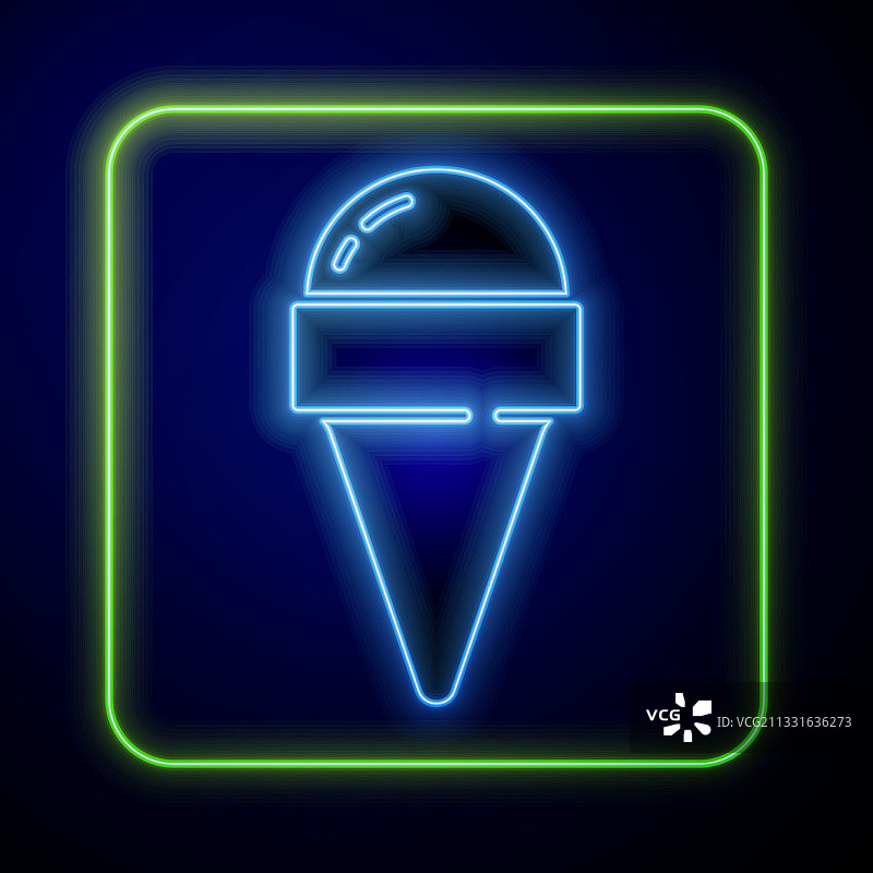 蛋卷冰淇淋发光霓虹灯图标图片素材