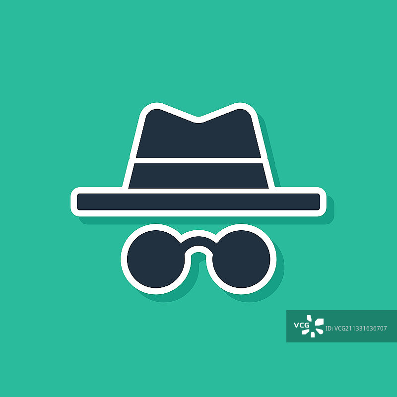 绿色背景上的蓝色隐身模式图标图片素材