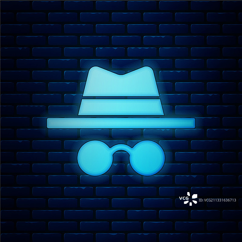 发光的霓虹灯隐身模式图标图片素材