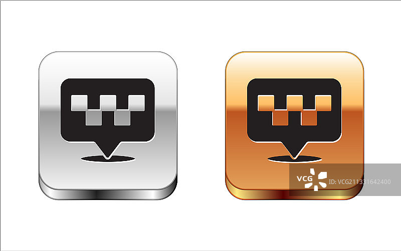 白色背景上的黑色出租车图标地图指针图片素材