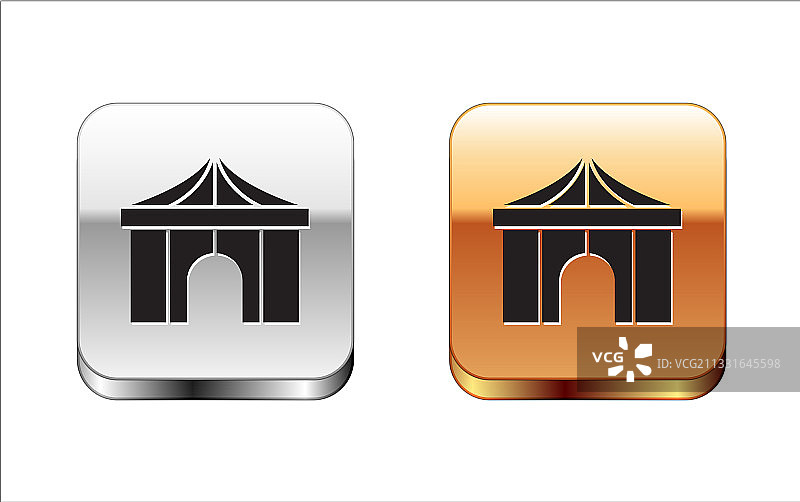 白色背景上的黑色马戏团帐篷图标图片素材