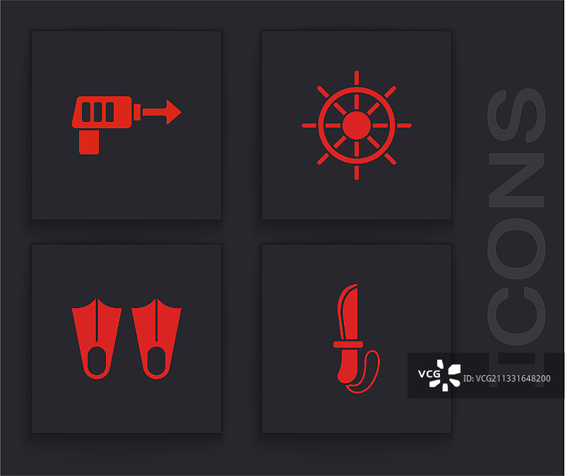 刀、鱼叉、船舵图片素材