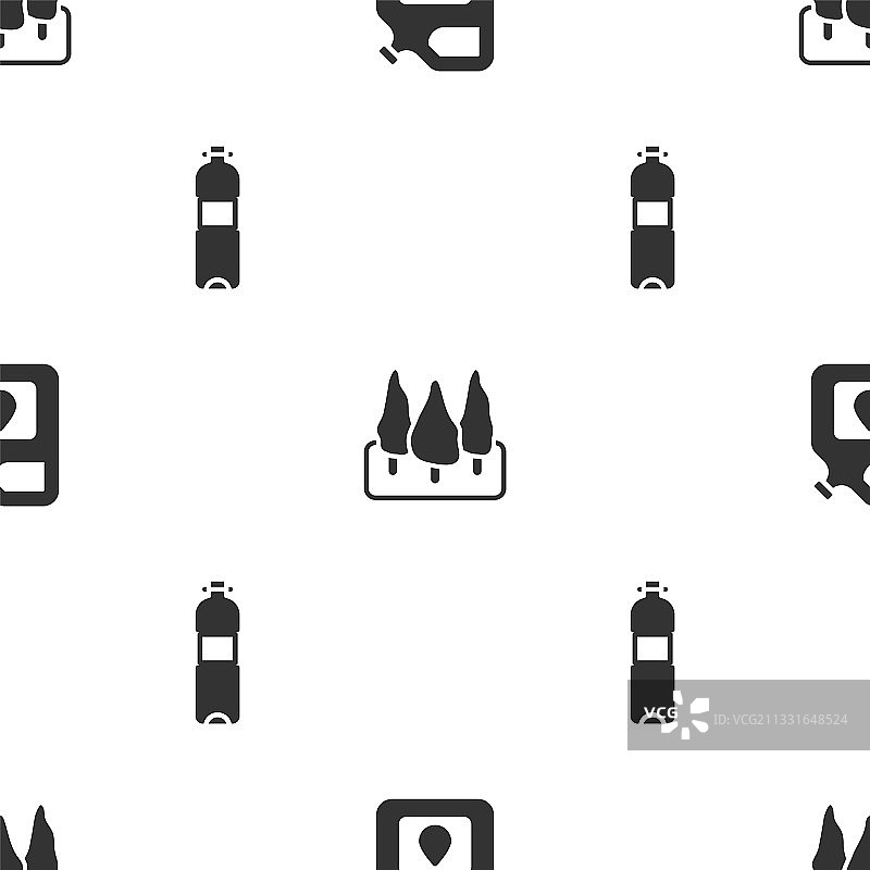 汽油桶、森林和瓶子套装图片素材