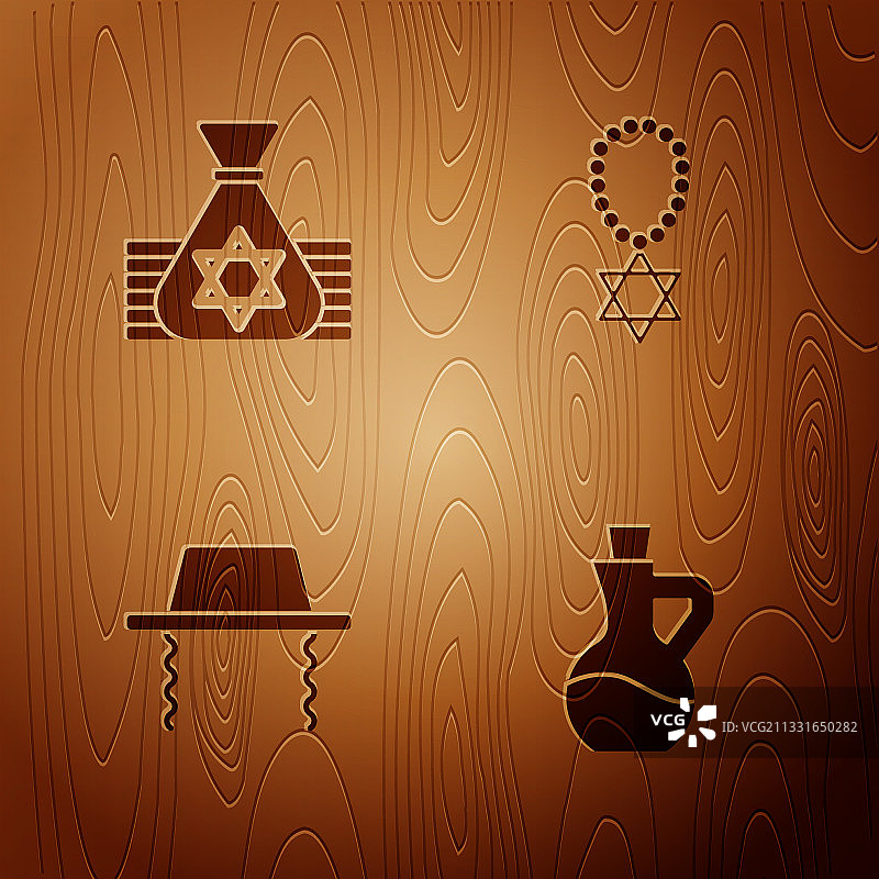 瓶装橄榄油犹太钱袋套装图片素材