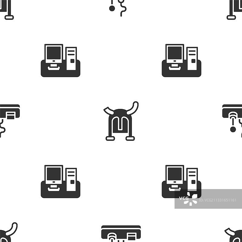 游戏手柄、戴角头盔的维京人和显示器图片素材