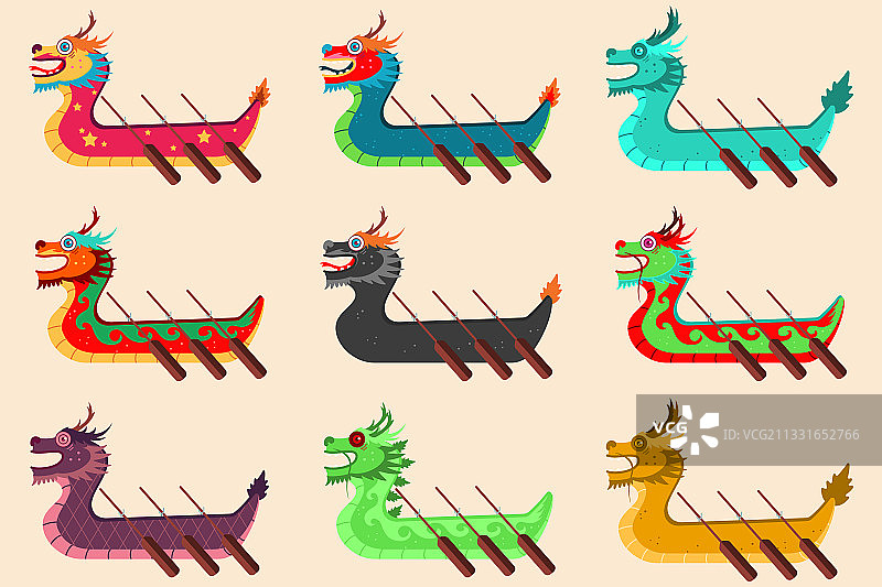 龙舟卡通图案合集图片素材