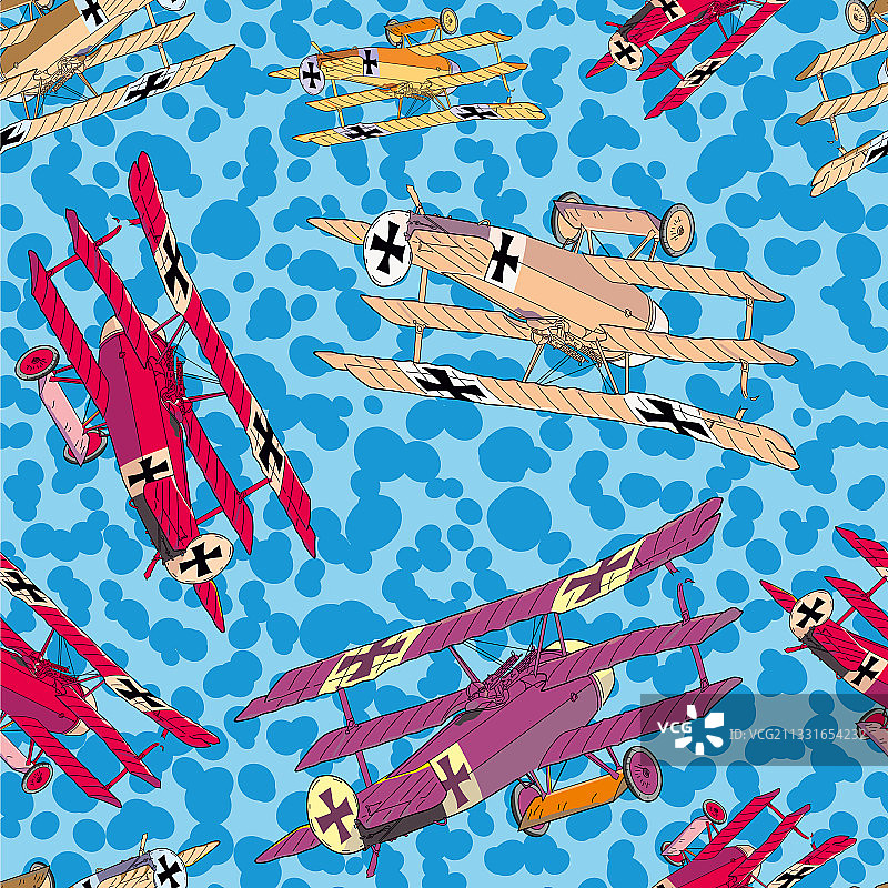 复古飞机无缝图案图片素材