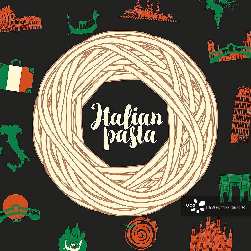 复古风格的意大利面banner或菜单图片素材