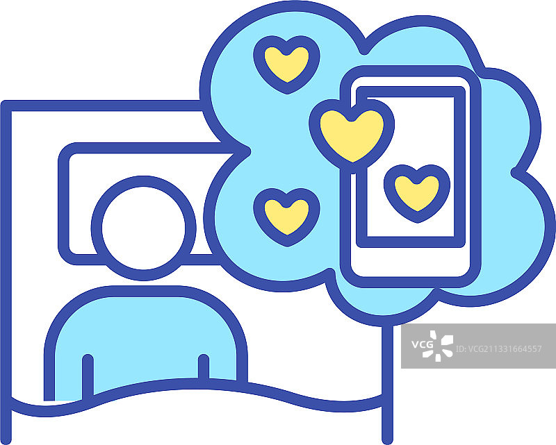 社交媒体沉迷RGB颜色图标图片素材