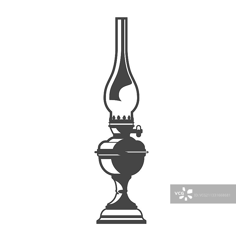 带玻璃灯泡轮廓的复古金属油灯图片素材