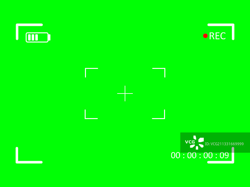 包含摄像头的绿色取景框，正在录制视频图片素材