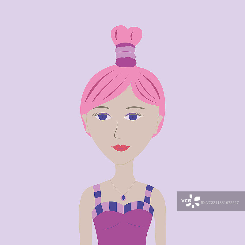 身穿优雅连衣裙的粉色头发女孩图片素材