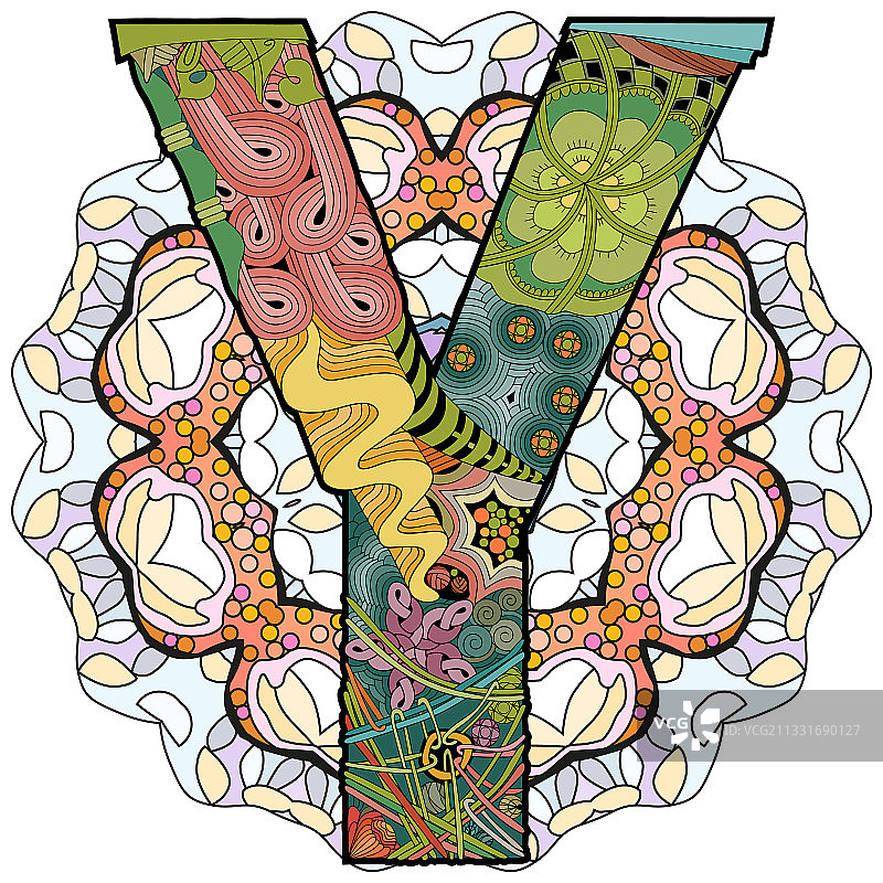 字母Y装饰性禅绕曼陀罗图片素材