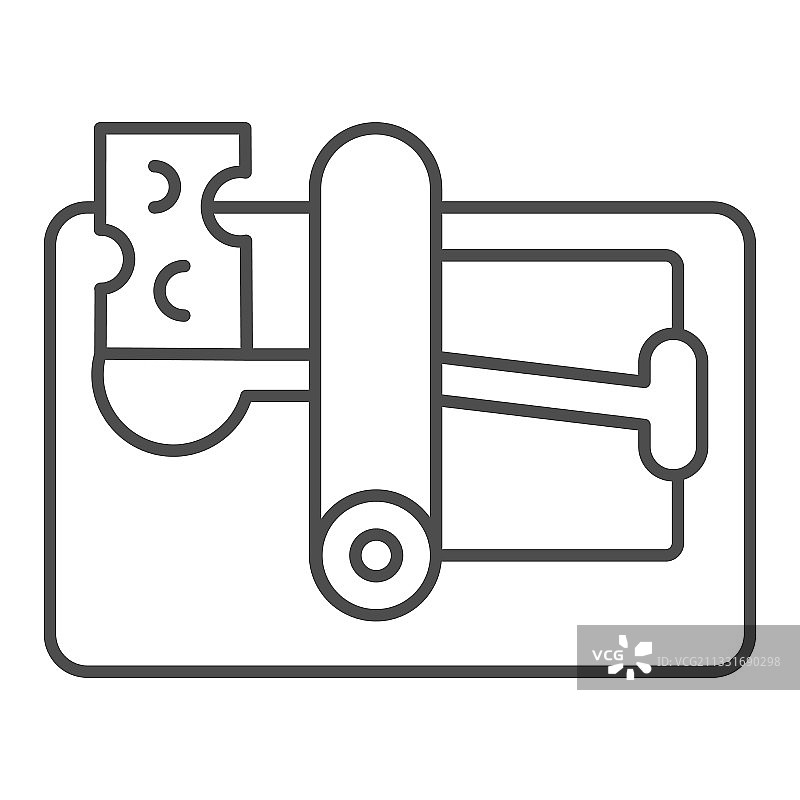 带奶酪的细线捕鼠器图标，虫害防治图片素材