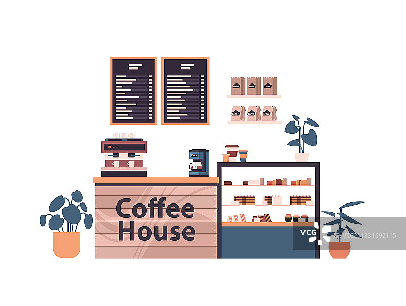 现代咖啡店内部柜台图片素材