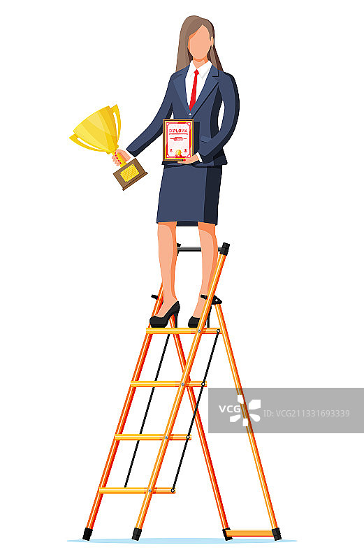 女商人与奖杯图片素材